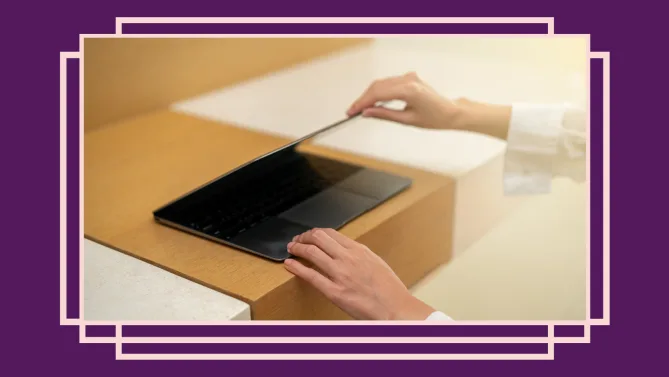 person closing computer