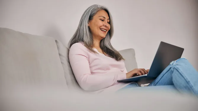 Woman working remotely