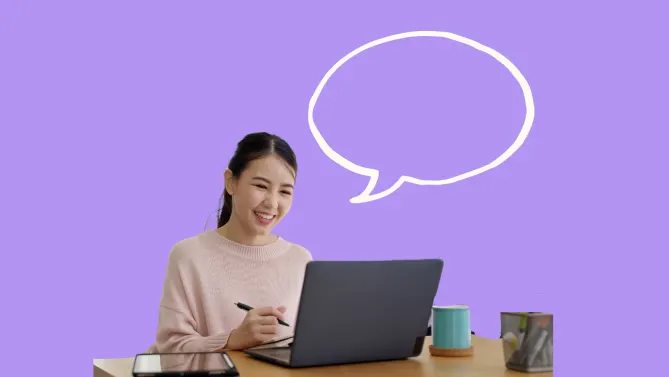 woman talking at work