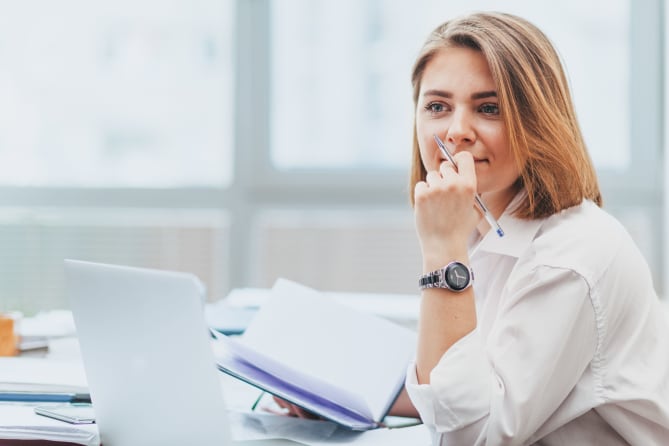Woman brainstorming