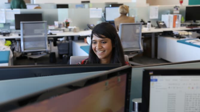Smiling woman at work