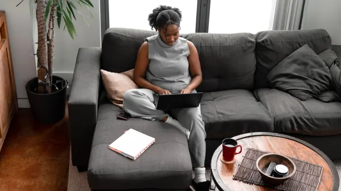 woman working on laptop