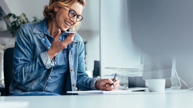 Woman talking on phone