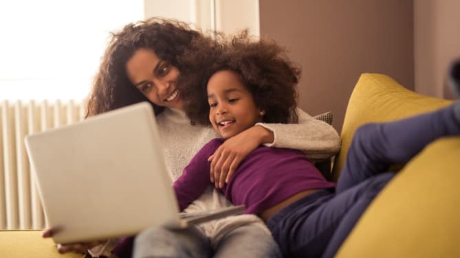 Working mom with daughter