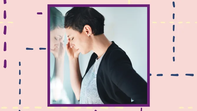 a woman feeling anxious at work