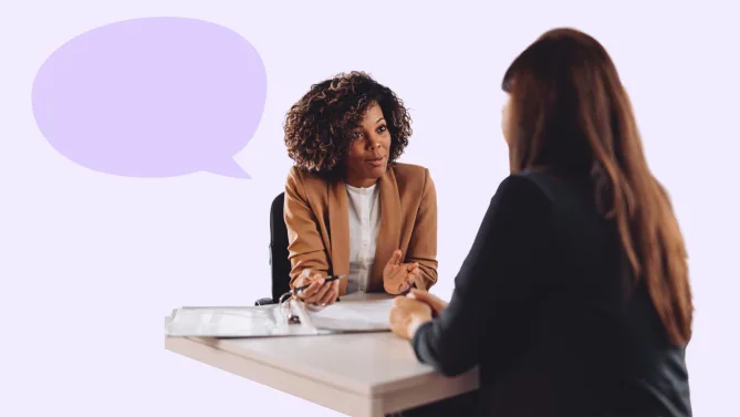 woman in an interview