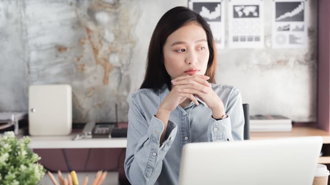 pensive woman