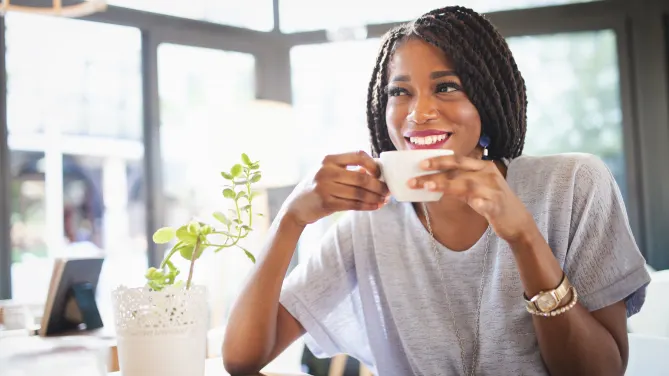 Woman drinking coffee