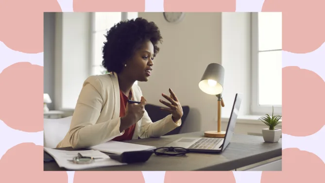 woman in virtual meeting
