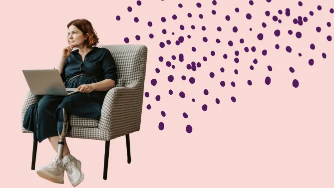 woman sitting in chair thinking