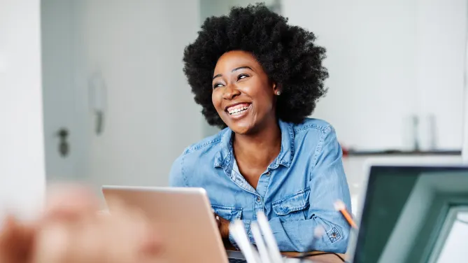 Women smiling at work