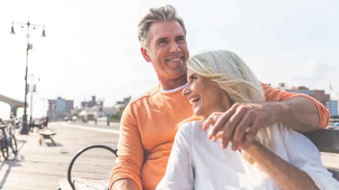 Couple smiling