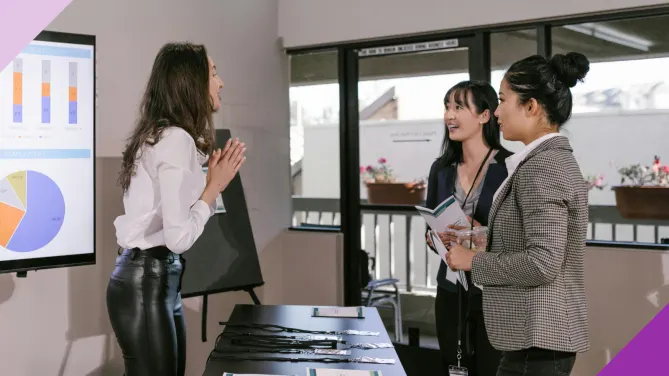A group of women having a conversation after a conversation, illustrating the importance of learning how to network
