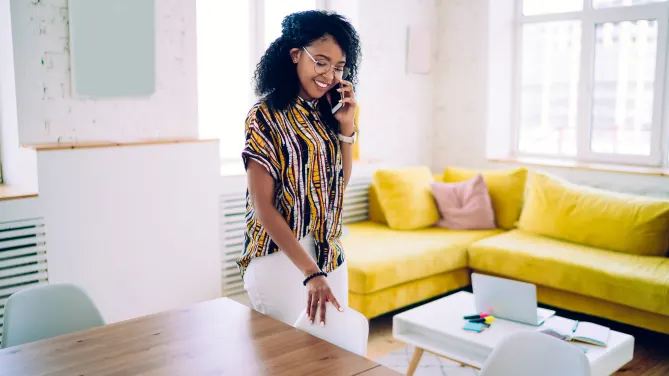 Happy woman on the phone