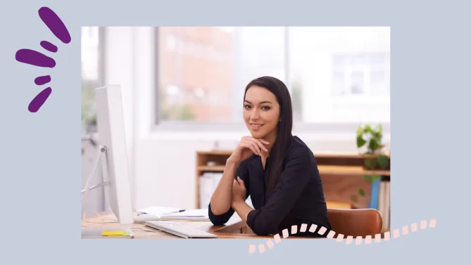 a woman at a desk