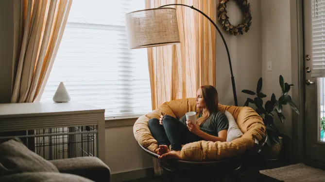 Woman Watching TV with Dog