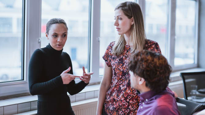 People talking at work