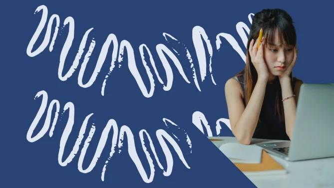 woman on her laptop looking sad