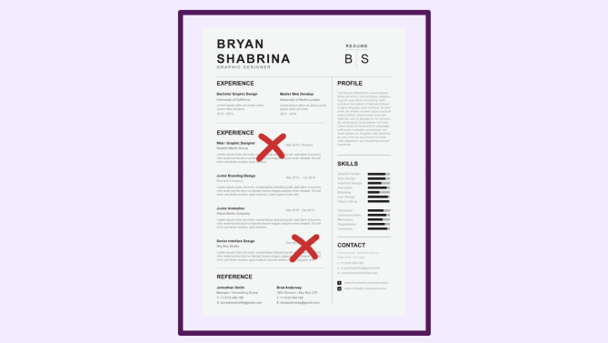 resume with two x marks