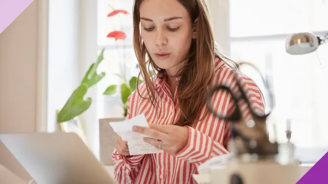 Woman thinking about money