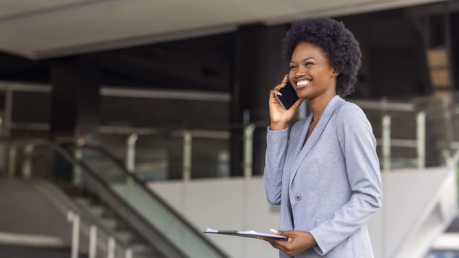 entrepreneur on cell phone