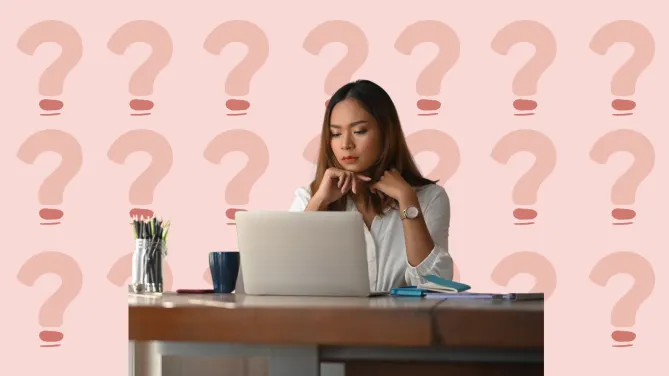 woman looking at computer