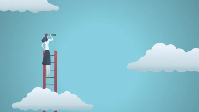 Woman on a ladder
