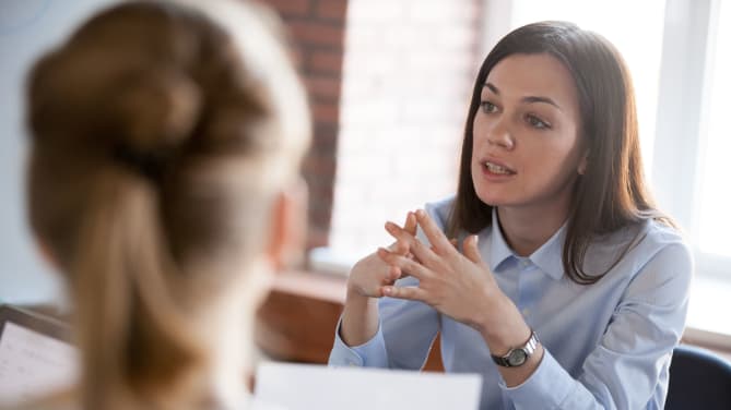 women in an interview