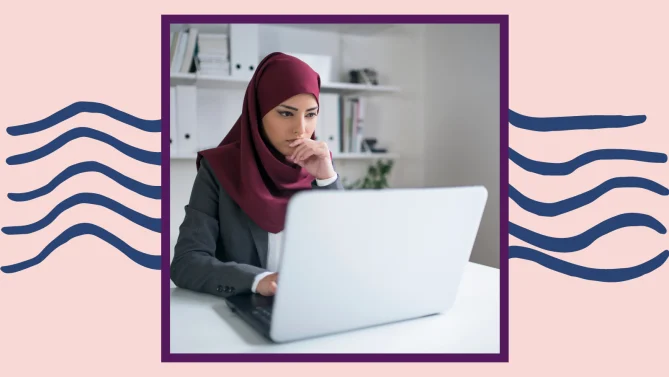 a woman working on a laptop