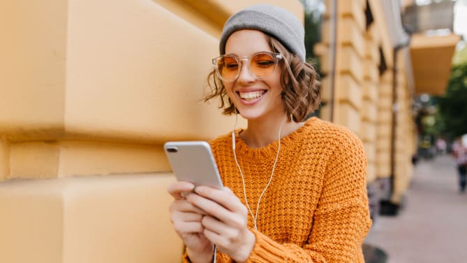 Woman with her phone