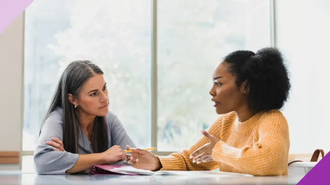 Two women talking
