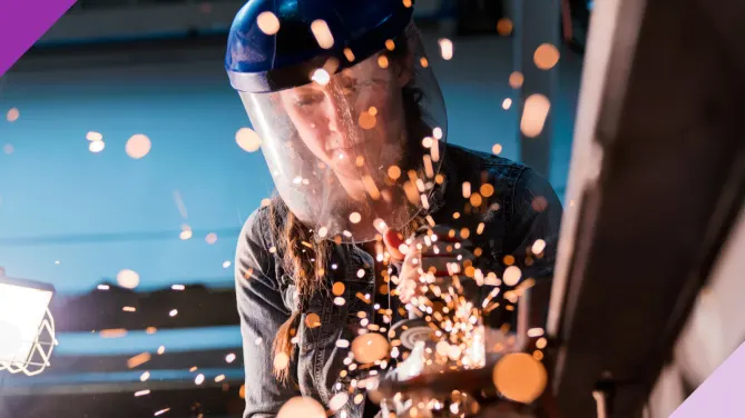 Woman in blue-collar job