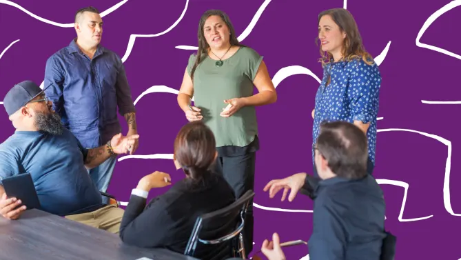 a woman leading a team