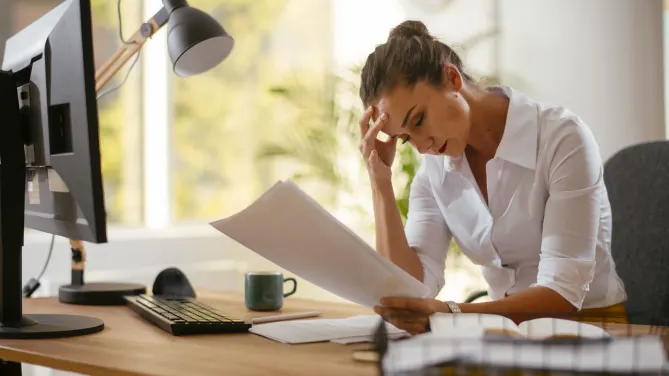 Stressed woman at work