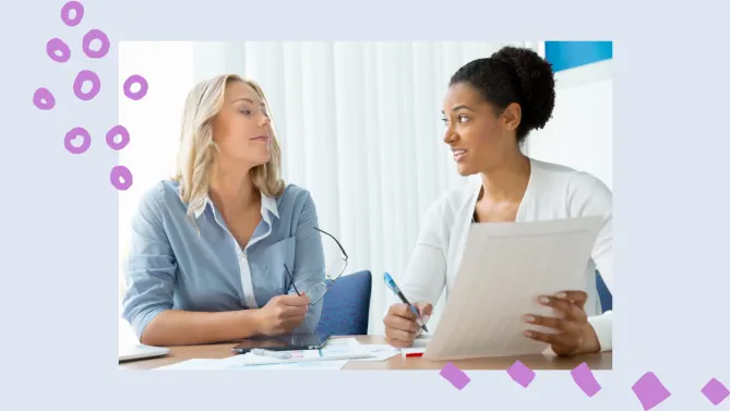 two woman having a conversation