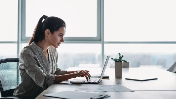 woman working on a laptop