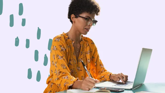 woman taking notes