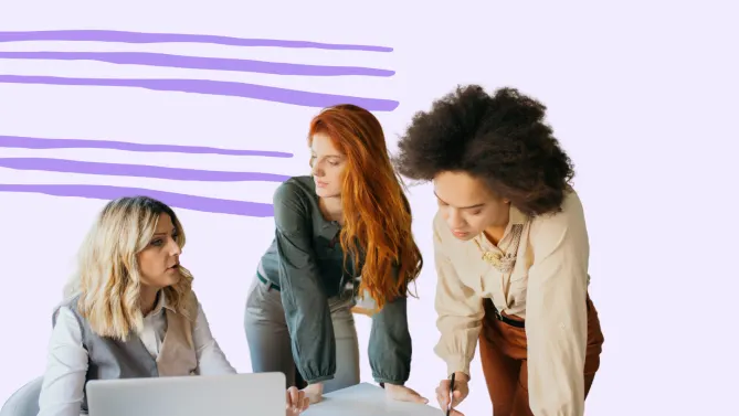 Three women in a meeting