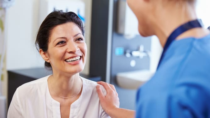 Woman in hospital