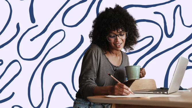a woman writing notes