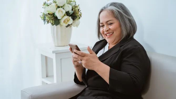 Happy woman on phone