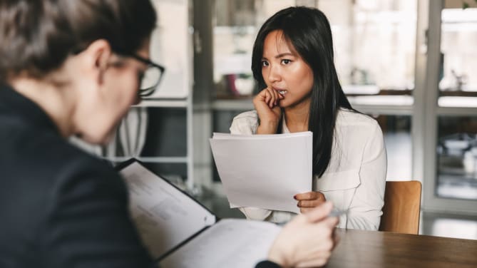 woman nervous at interview