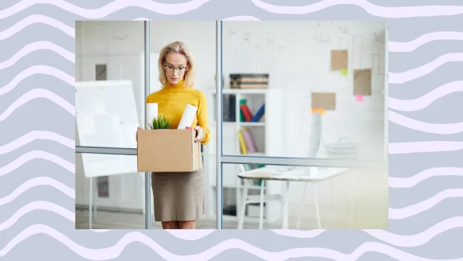 a woman resigning from her job. 