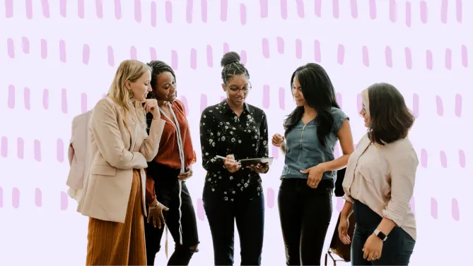 women talking at work