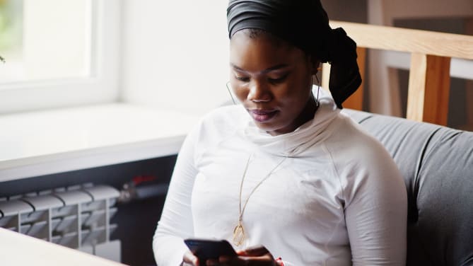 Woman looking at phone