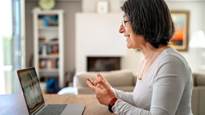 Woman on video call