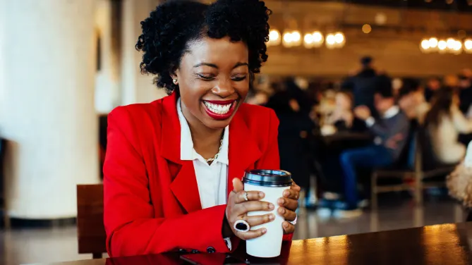 Woman drinking coffee