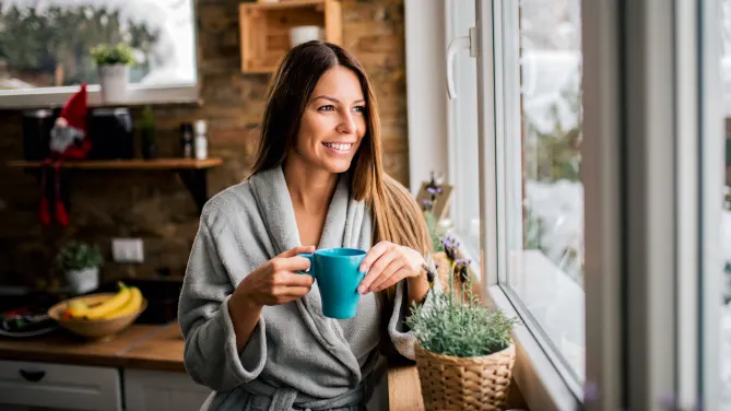 Woman drinking coffee