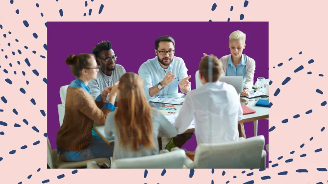 A group of employees. Image courtesy of Canva/Fairygodboss Staff.