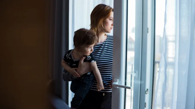 Woman holding baby